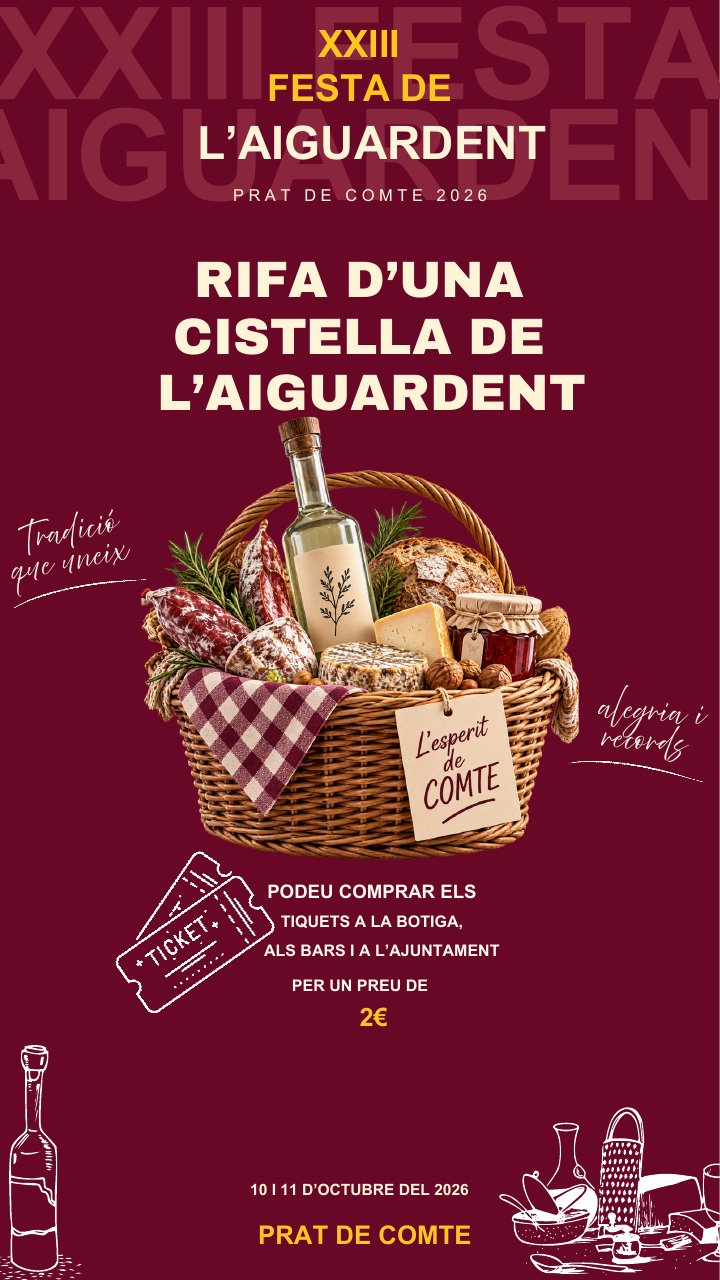 Cartell de la rifa d'una cistella de l'Aiguardent 2026